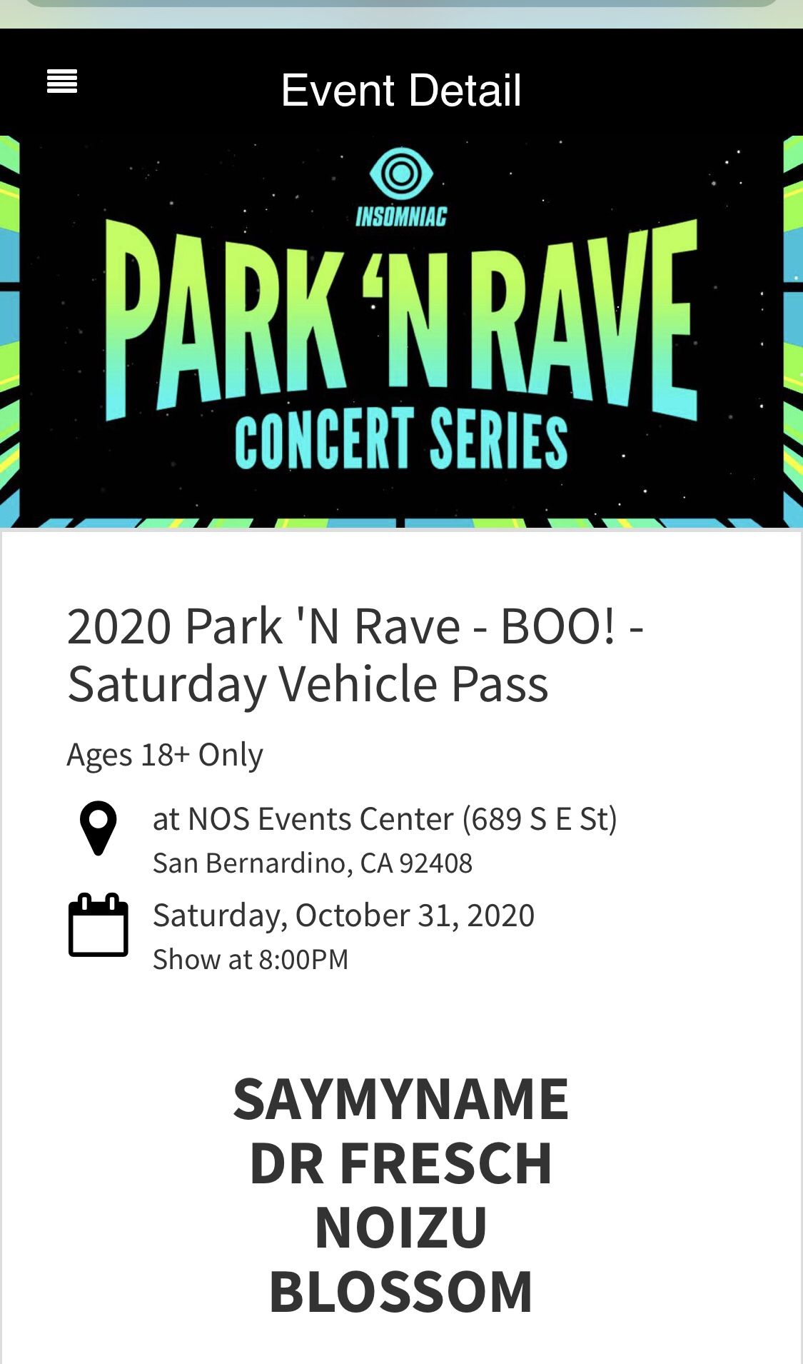 Park N Rave - Boo! 10/31/20