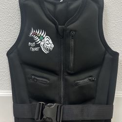 Impact vest with retractable leash for eFoil surf prone wing wind foil kite board new blue plant