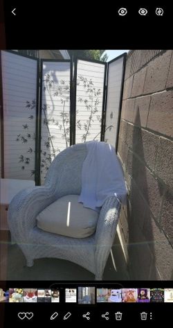 Pottery Barn Rattan Chair With Pillow Covers Are Removable