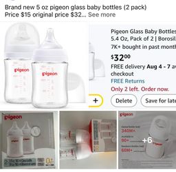 Brand new 5 oz pigeon glass baby bottles (2 pack)