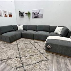 DOUBLE CHARCOAL CHAISE BRAND NEW SECTIONAL SAME DAY DELIVERY 