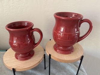 Set/2 Longaberger Pottery Woven Traditions Paprika 16oz Pedestal Mug Replacement