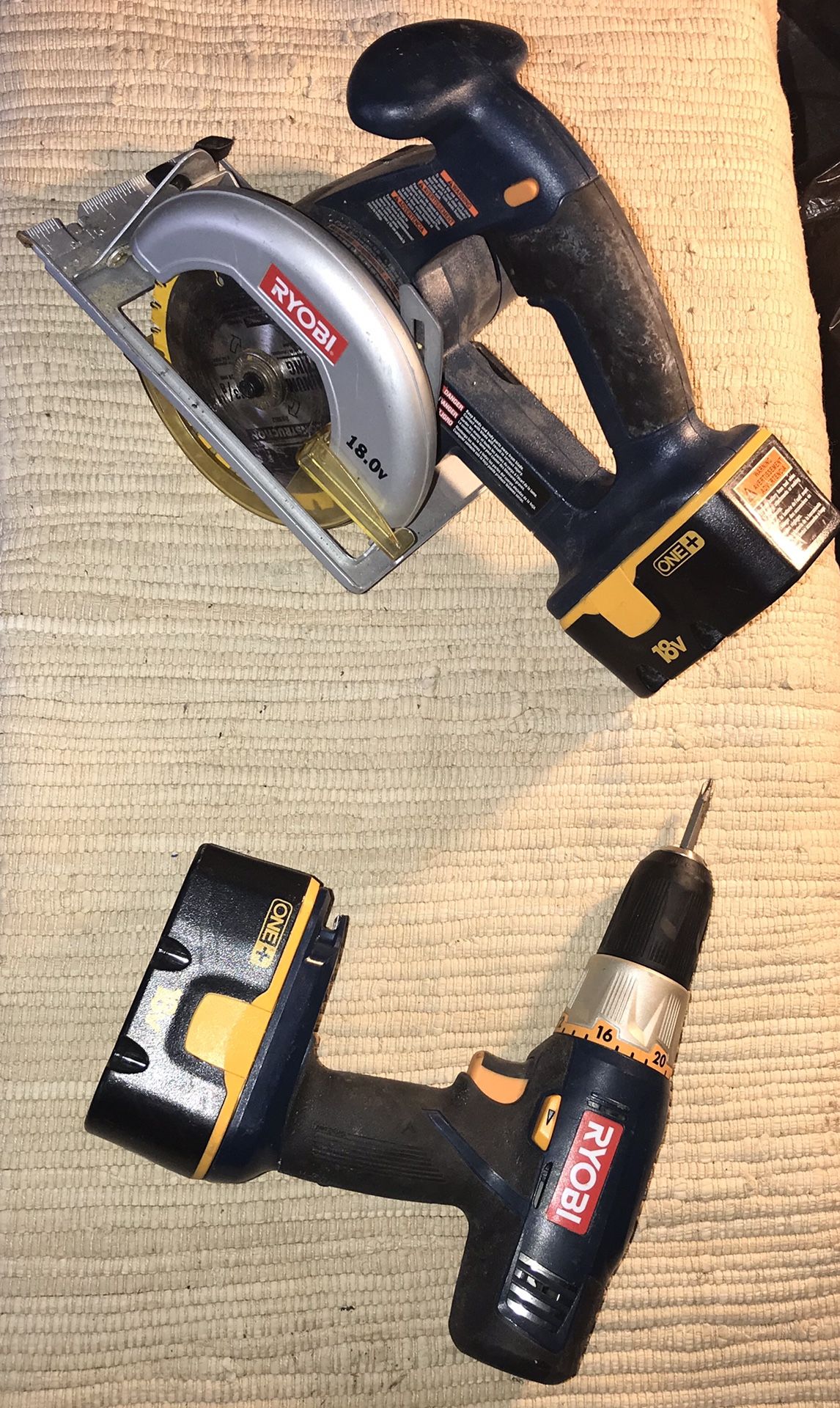 Ryobi Tools with 2 batteries.