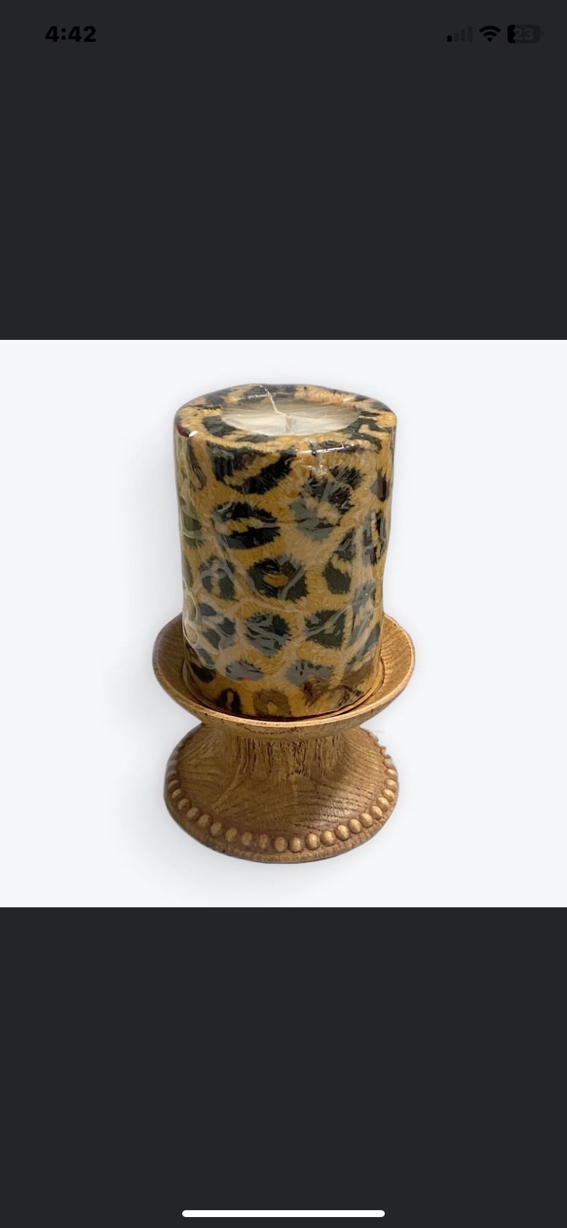 Animal Print Candle With Holder Brand New