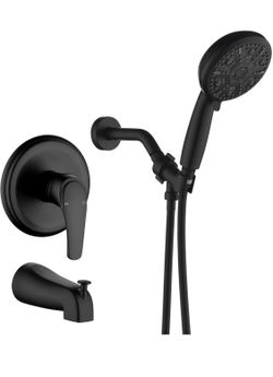 Tub Shower Faucet Set with 10 Spray Handheld Shower Matte Black Shower Head and Handle Set Shower System with Tub Spout 4.7 Inch Shower Handheld Showe