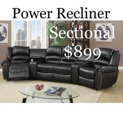 Power Recliner Sectional 2 Center Storage Consoles And Cup Holders Comes In Black Brand New In Box Firm Price $899