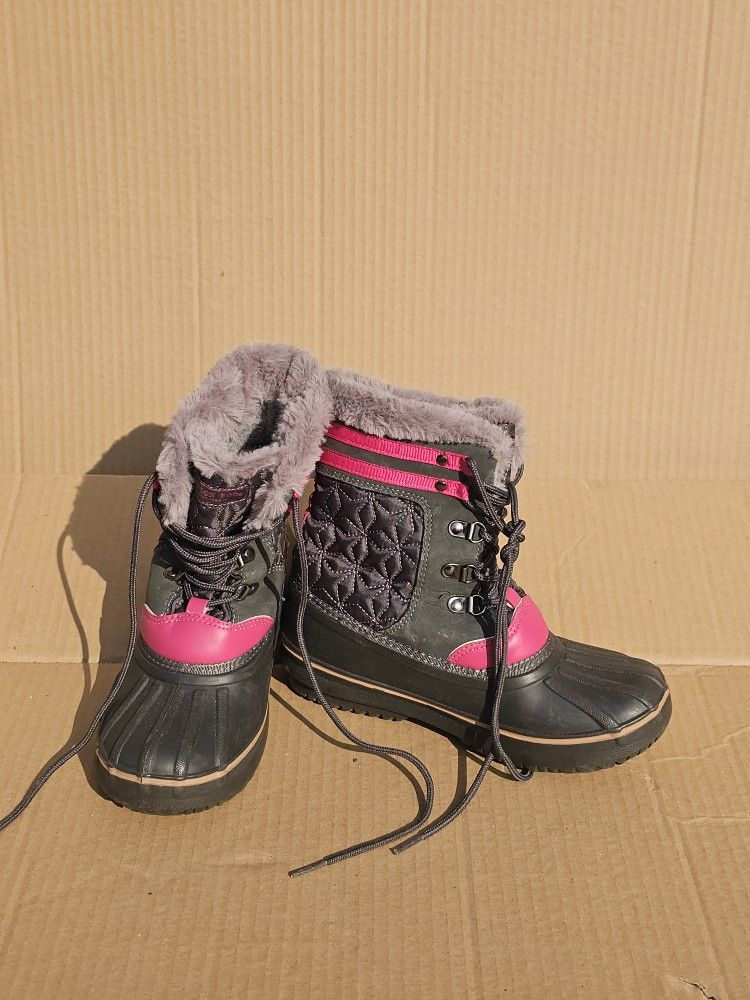 Used London Fog Pink/Grey Children's Sz 4 Boots