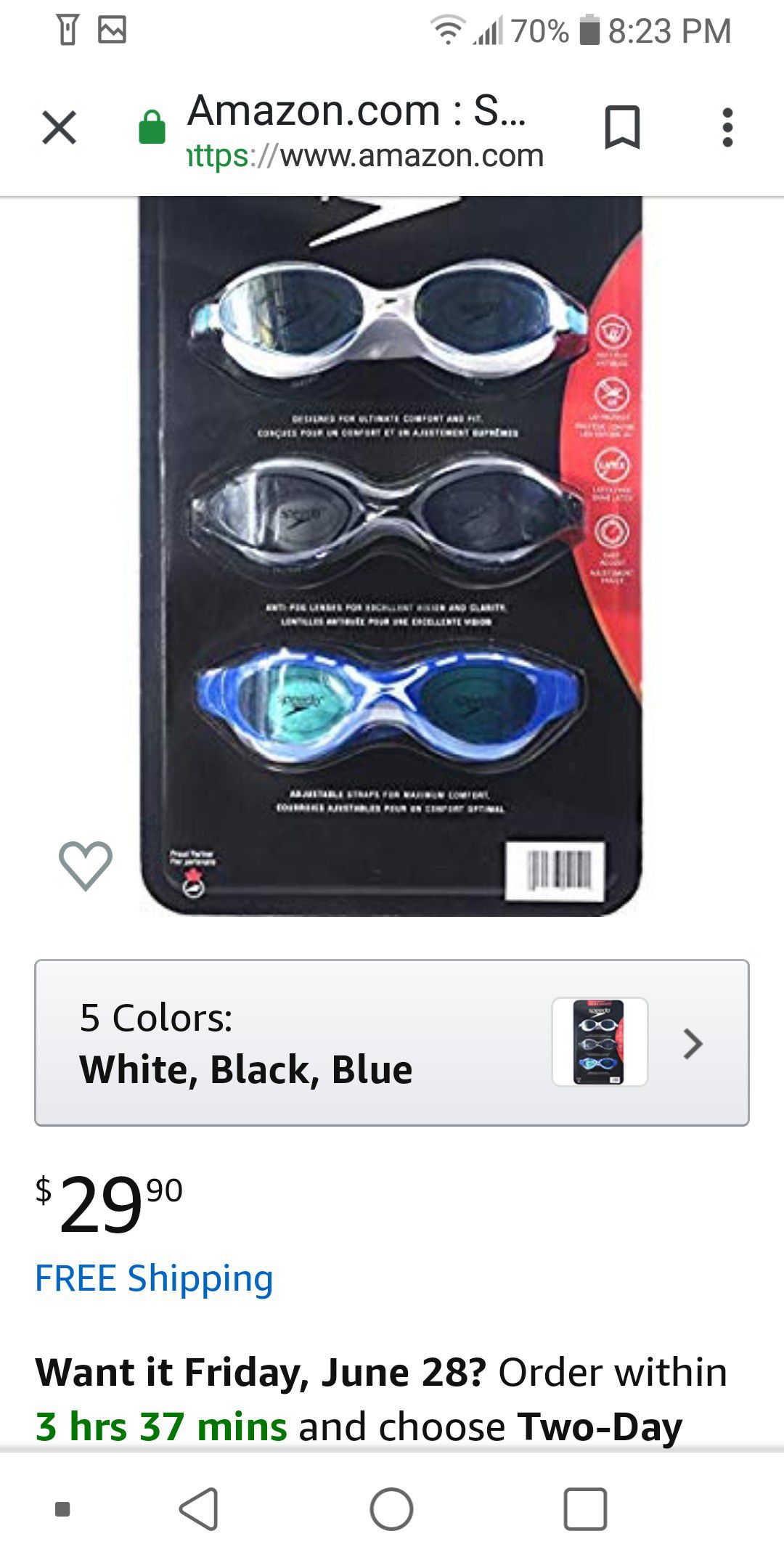 Speedo Adults Swim Goggles Set