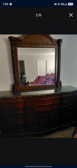 North shore California king bedroom set from Ashley's dresser with mirror, 2 night stands and bed frame no mattress.