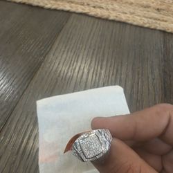 Size 12 Mens Ring Silver Moisonite Diamond 