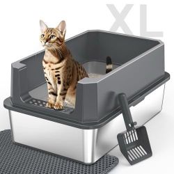 Stainless Steel Litter Box, Extra Large Litter Boxes for Big Cats, XLarge Metal, with Lid