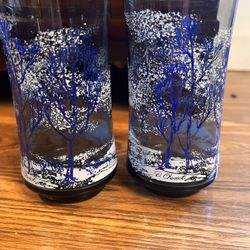 Vintage Libby Blue Tree Glasses