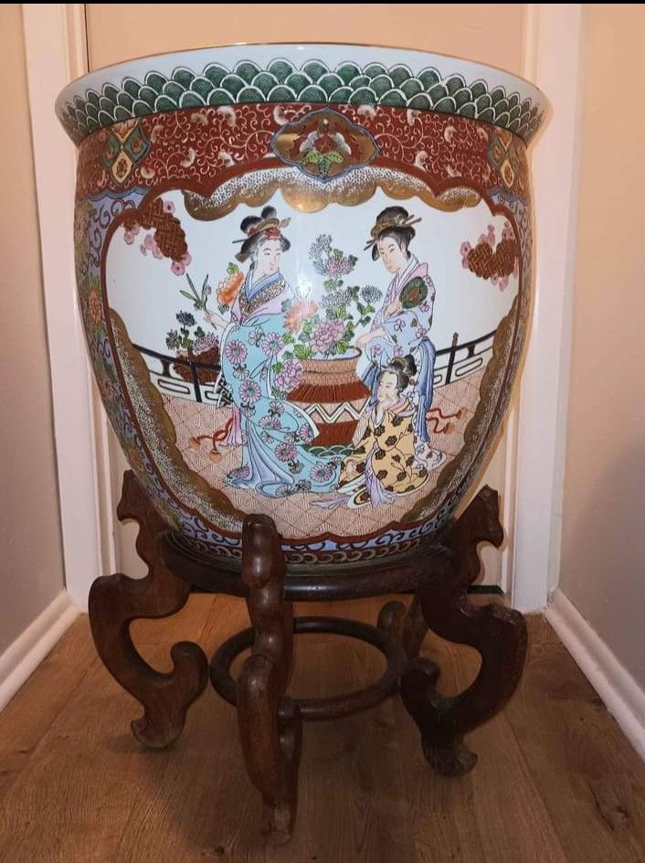 Chinese Porcelain Fish Bowl On Carved Walnut Stand,All Products : American Fashion Style Bags On Sale