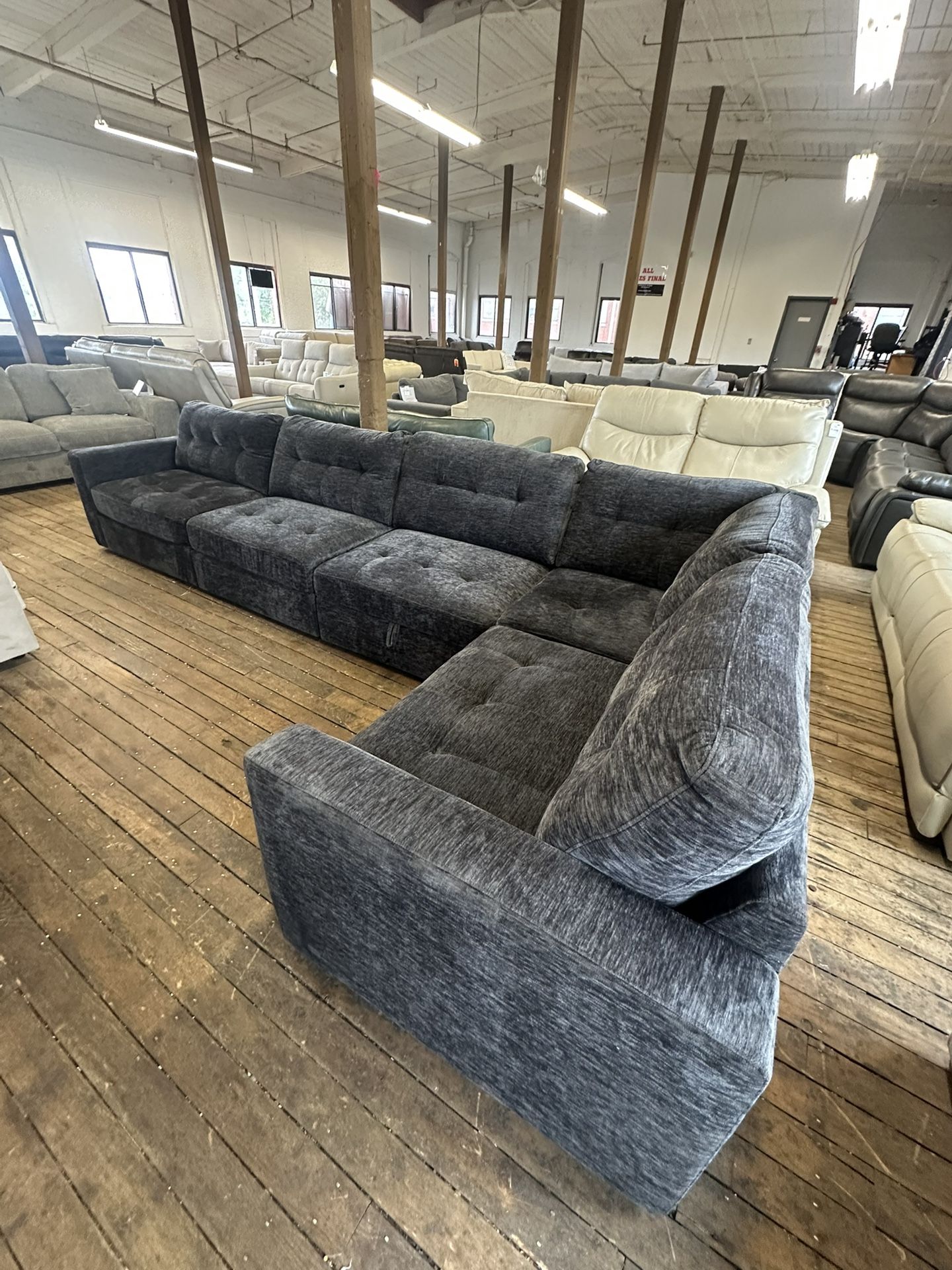Modular Charcoal Sectional With Storage! Delivery And Financing Available!