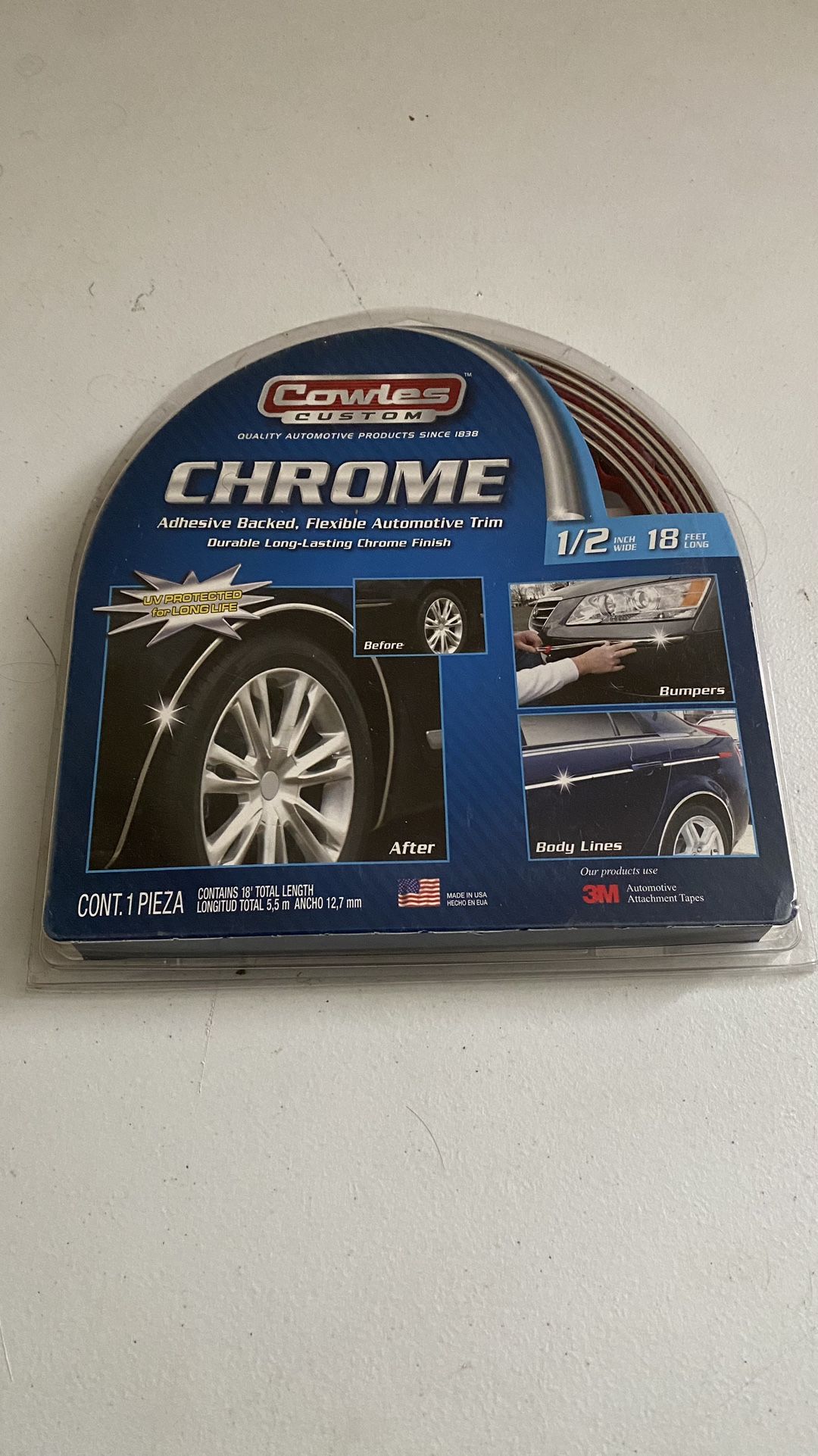 Cowles Custom - Premium RRF12 Universal Body Molding for All Vehicle - Easy Install, Chrome Finish,