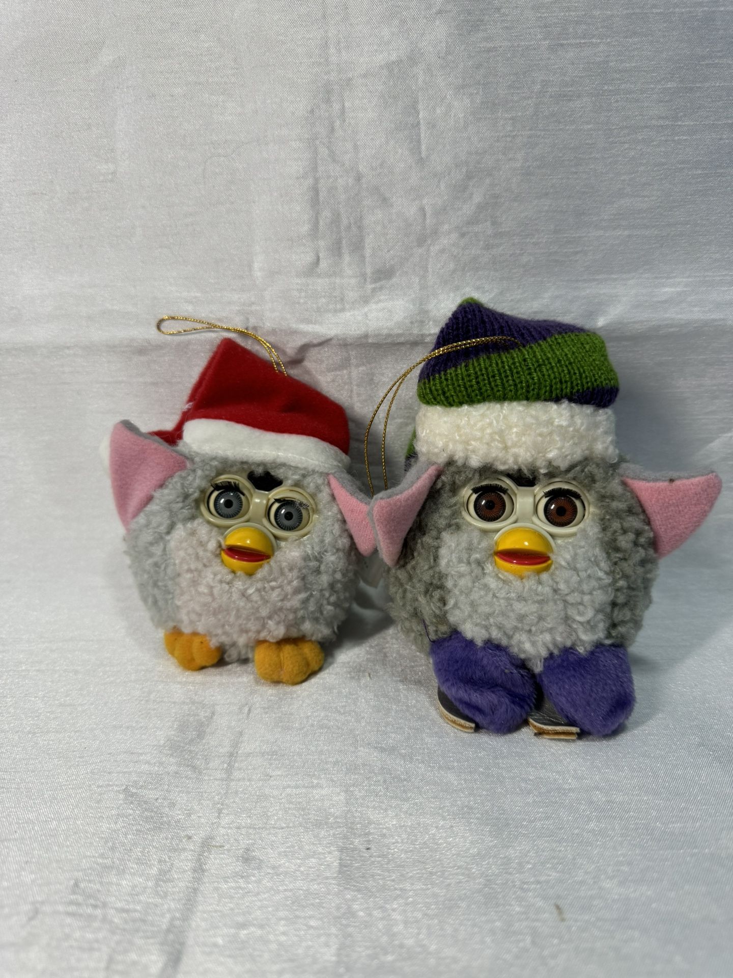 1999 Furby with Ice Skates & Santa Furby Lot Plush Ornaments