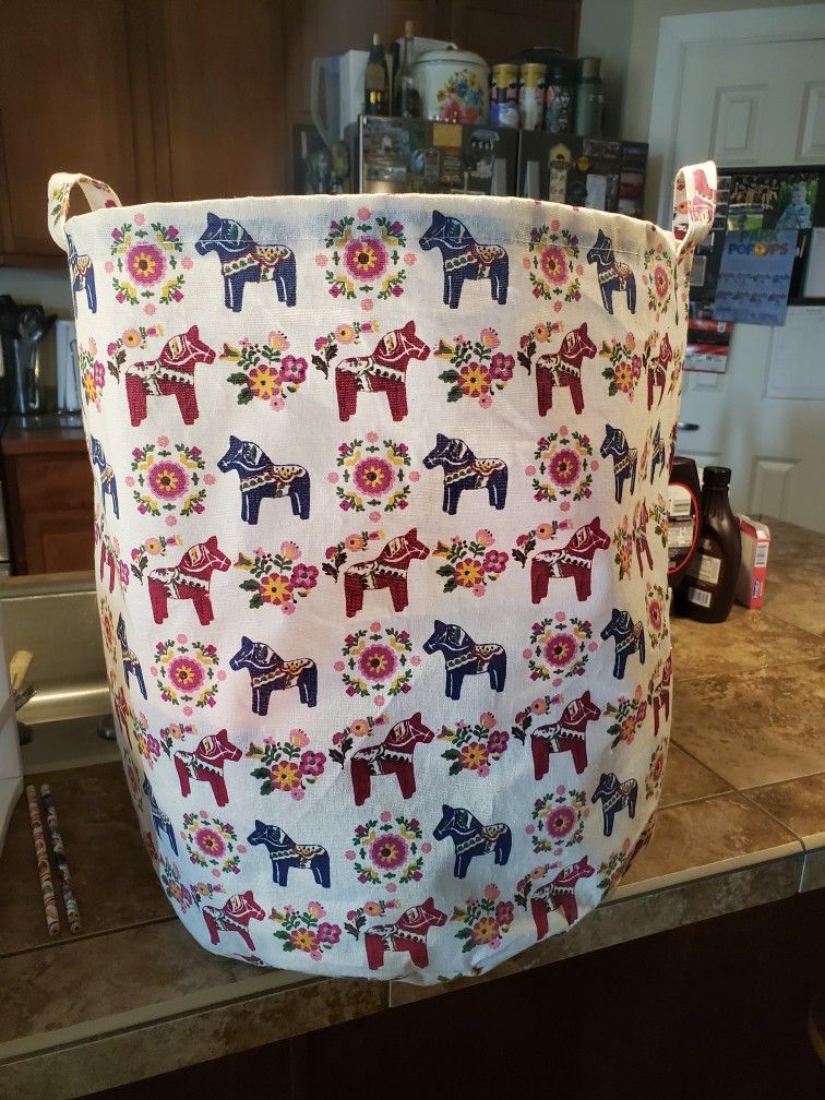 Dala Horse Large Canvas Storage Bin