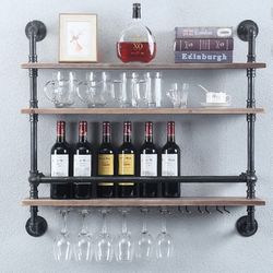 Industrial Pipe Shelf Wine Rack - Wall Mount