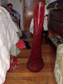 Vintage L.E. Smith Ruby Red & Amberina Ribbed Swung Vase like 48 inches