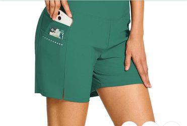 BVVU Women's 5" High Waisted Swim Board Shorts with Pockets Liner Tummy Control UPF50+ Quick Dry Beach Swimsuit Bottoms (Green)