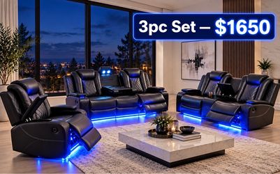💥FREE DELIVERY💥Brand New POWER, LED, USB 3PC Reclining Sofa Loveseat Chair Set