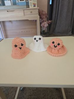 New Handmade Glow In The Dark Crochet Ghost Shelf Setters.