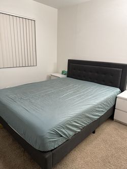 Queen Bed Frame + Mattress – Can Sell Together or Separately