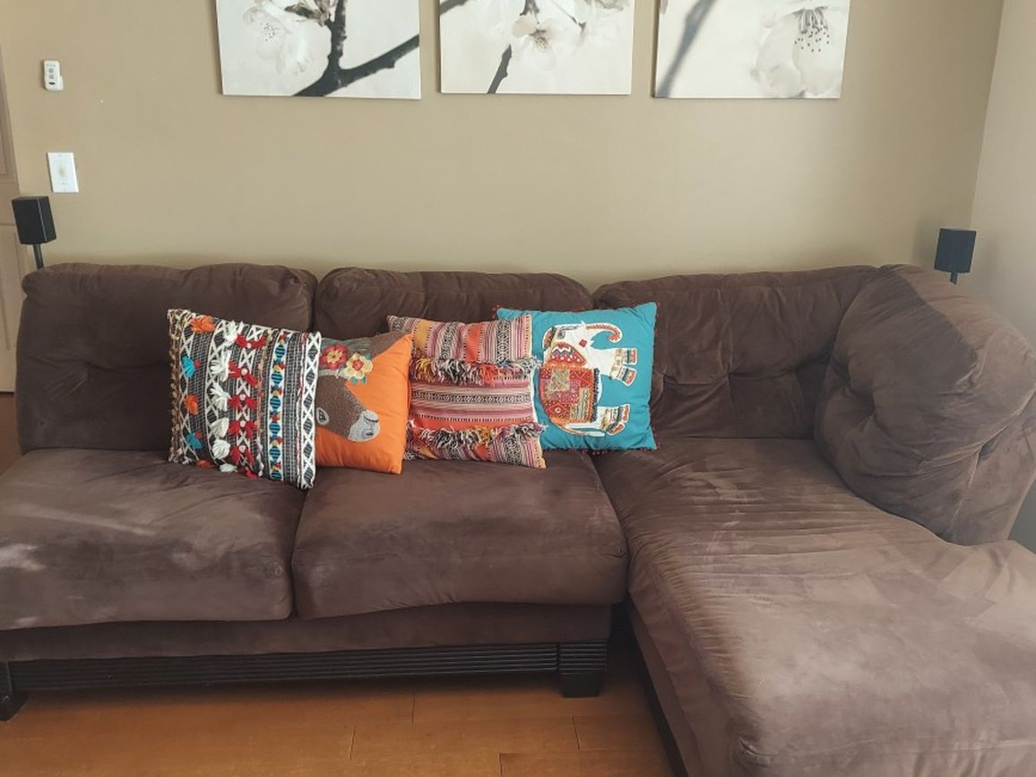 Living Room Furniture- Sofa, Love Seat & Chaise, Bookshelves, Lamp and Wall Shelves