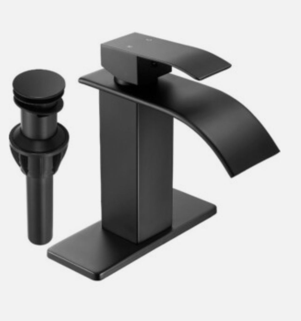 Fransiton Black Waterfall Bathroom Faucet Lavatory Single Handle 1 or 3 Hole...