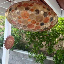 Orange Mid Century ufo Fiberglass Tiki Hanging Lamp 