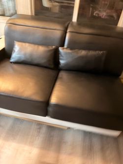 Black leather sofa