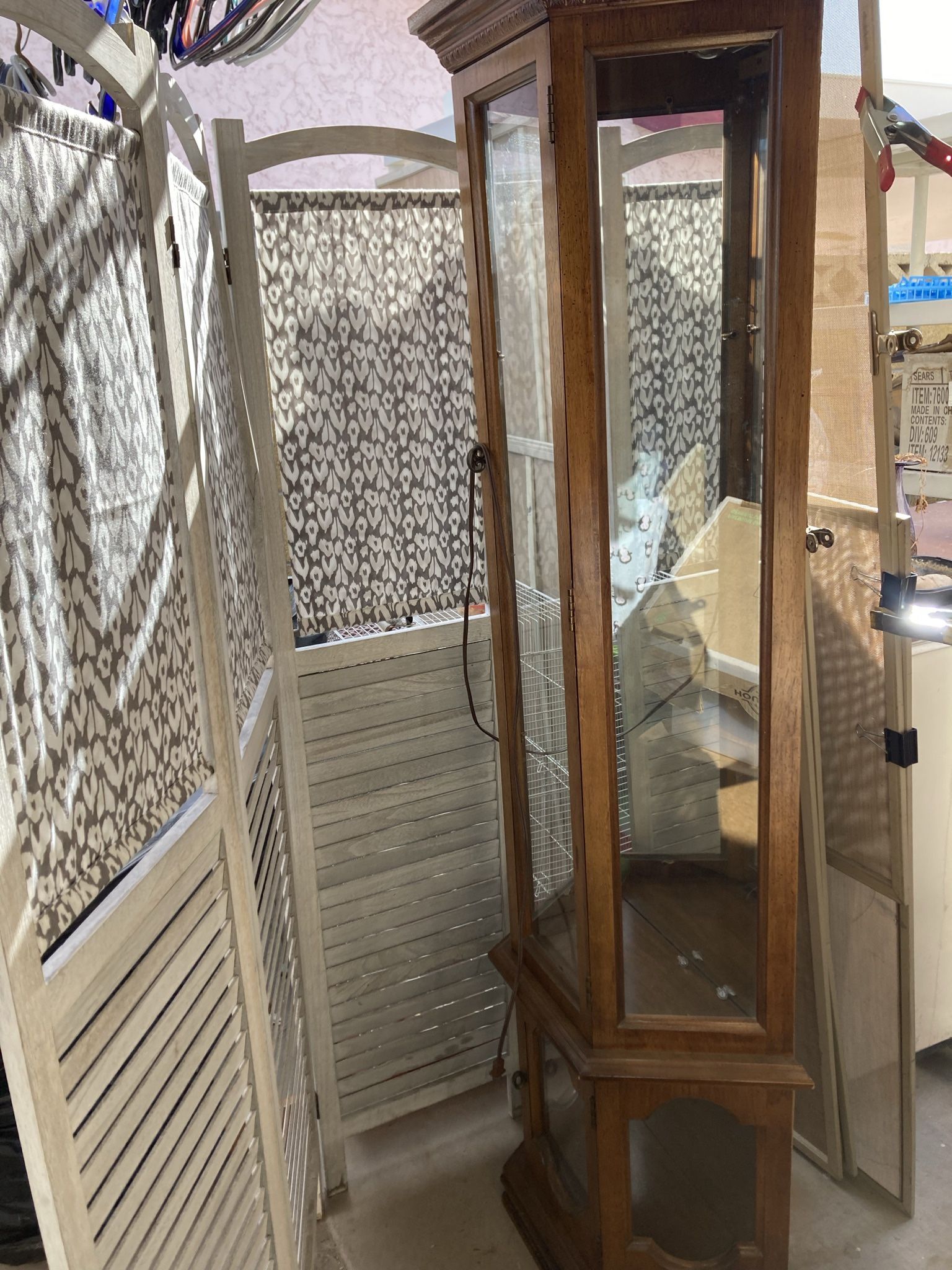 Curio Cabinet (lighted). Two Door. Mirrored Optical Illusion 