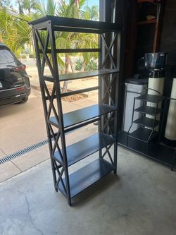 Black 5-Tier Bookshelf with X-Frame Sides