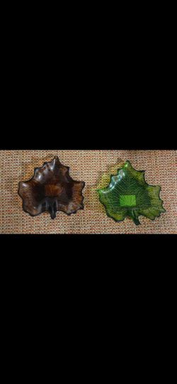 Fall Leaf Candy Dishes - Colored Pressed Glass