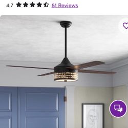  GLAM 4-BLADE CEILING FAN!  52 inch, reverse