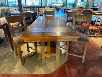 ASHLEY FURNITURE Krinden Rustic Counter Height Extension Table with Gray Krinden Rustic Chairs ( Set of 6 )