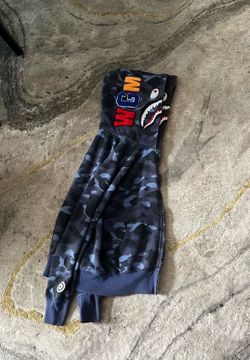 Navy blue double hood bape hoodie