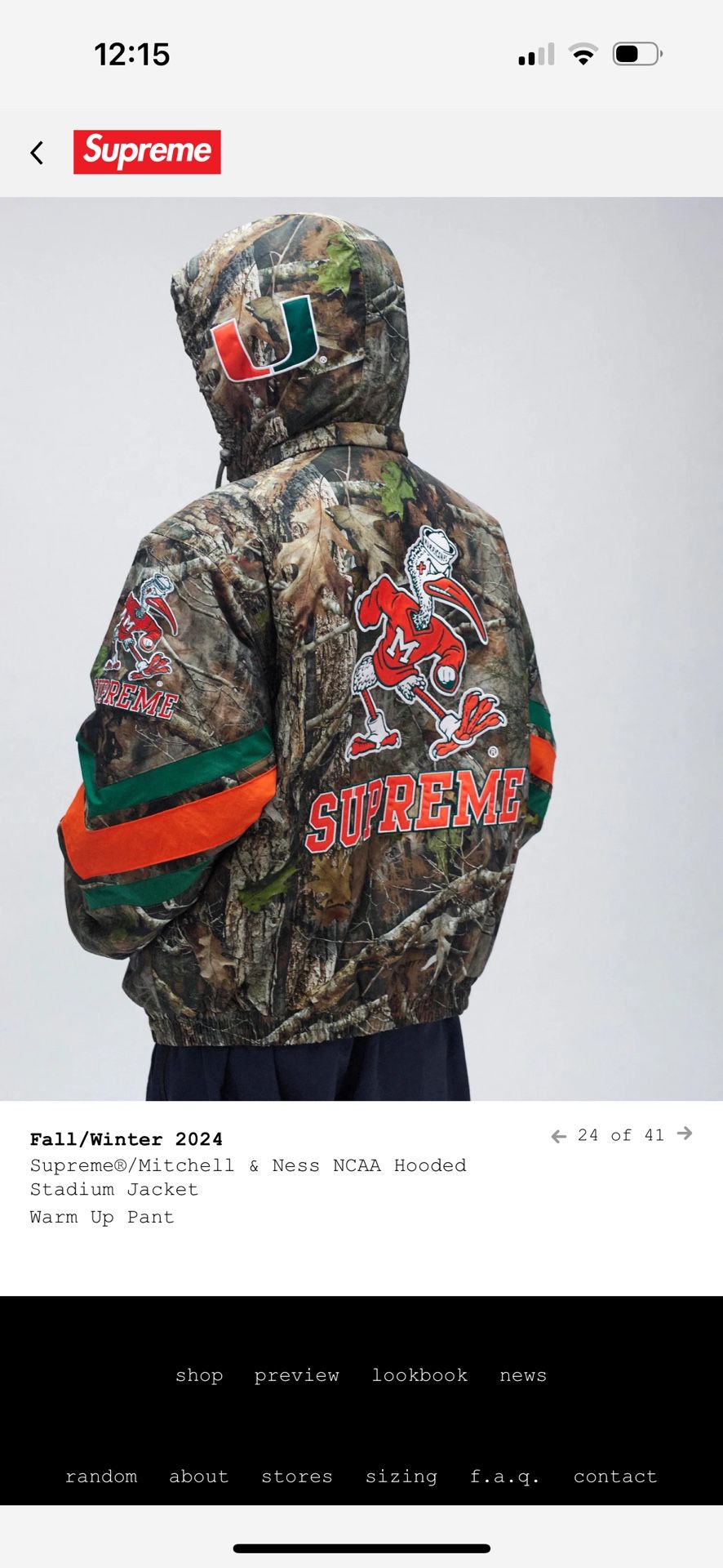 Supreme Mitchell & Ness Hooded Stadium Jacket