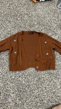 Cropped burnt orange cardigan
