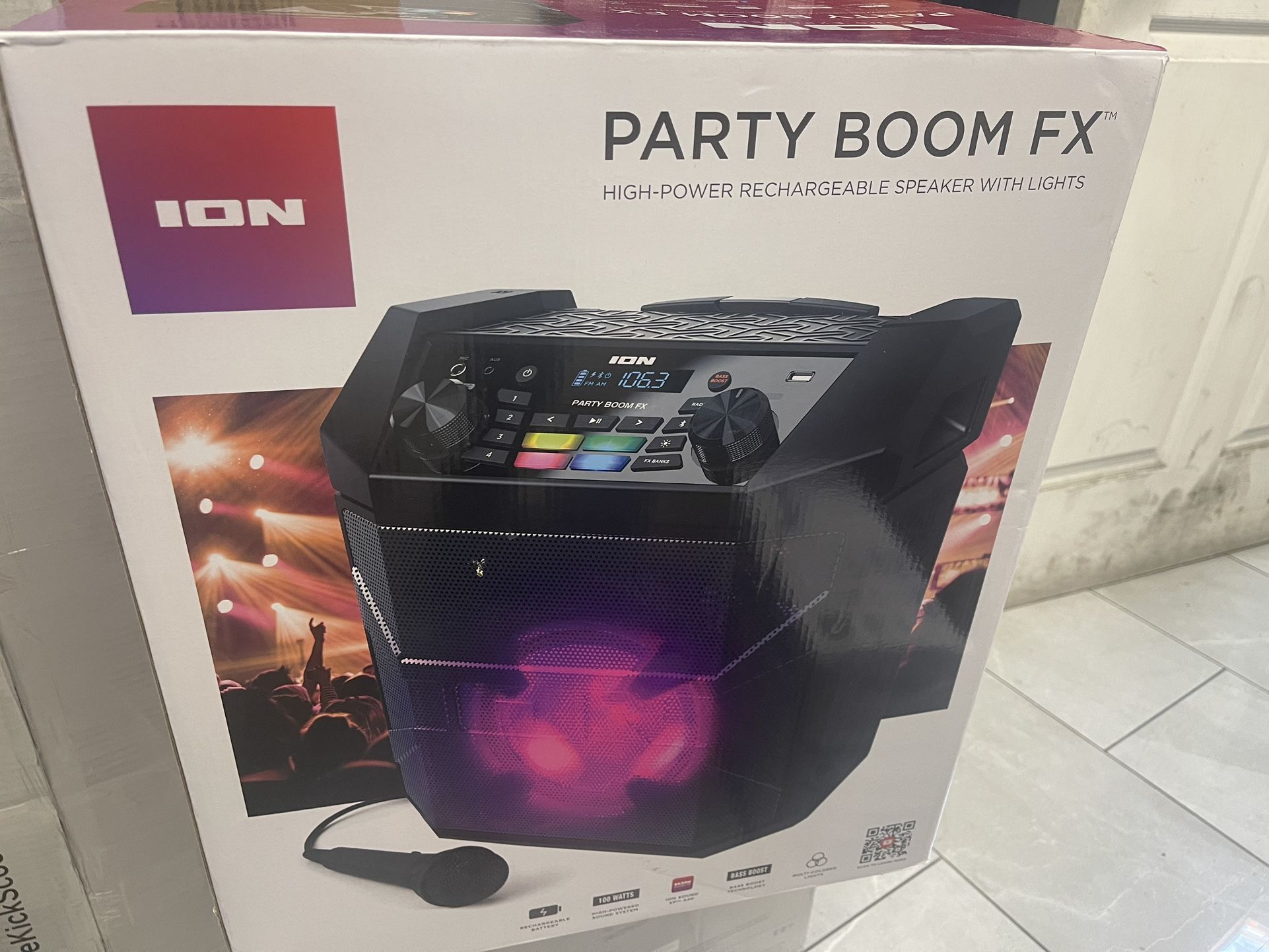 ION Audio Party Boom FX Portable Bluetooth Speaker with LED Lighting