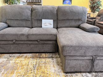 CLEARANCE Tessaro Charcoal 2pc Sleeper Sectional w/ Storage
