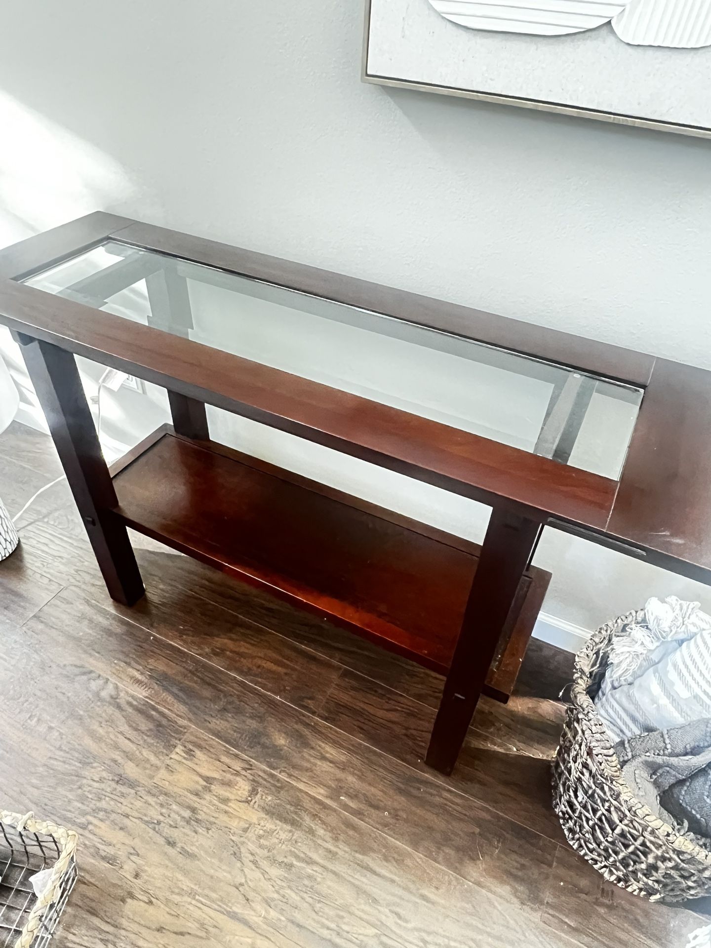 Side Table - Wood with Glass Insert