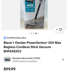 Black/decker 20v cordless Vacuum