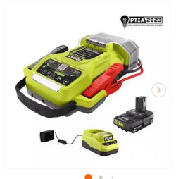 BRAND NEW IN BOX  RYOBI ONE+ 18V Cordless 1600A Jump Starter with LED Work Light Kit with 2.0 Ah Battery and Charger