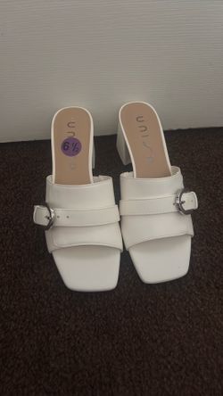 White block heel sandals