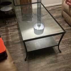 Glass Top Rectangle Coffee Table Iron Frame