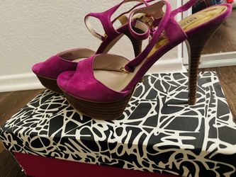 MK Fucsia Suede Open Toe High Heels