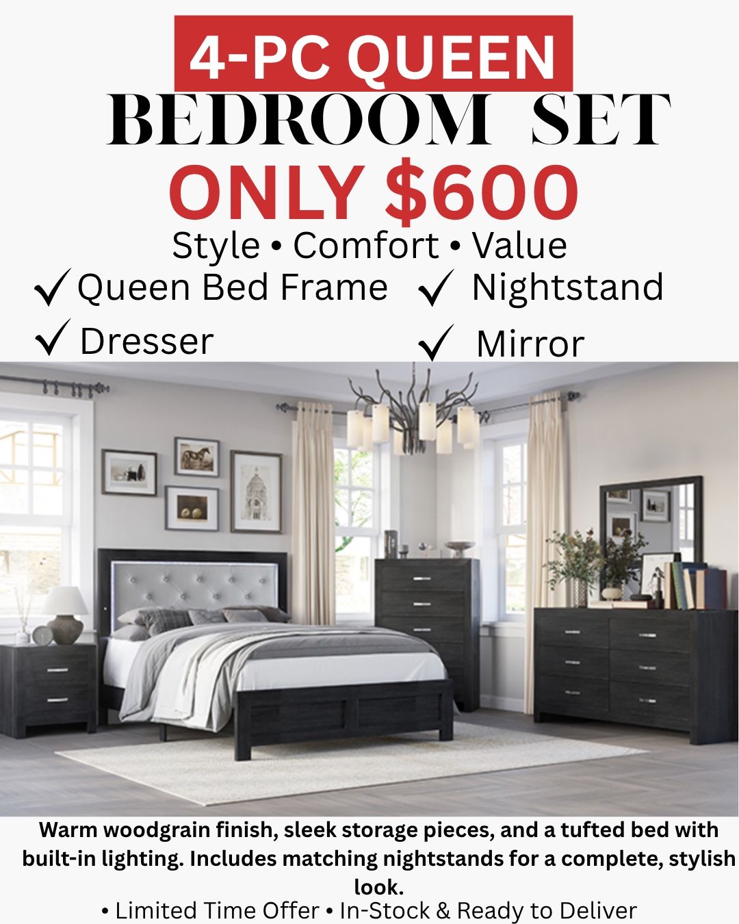 4 Pc Queen Bedroom Set