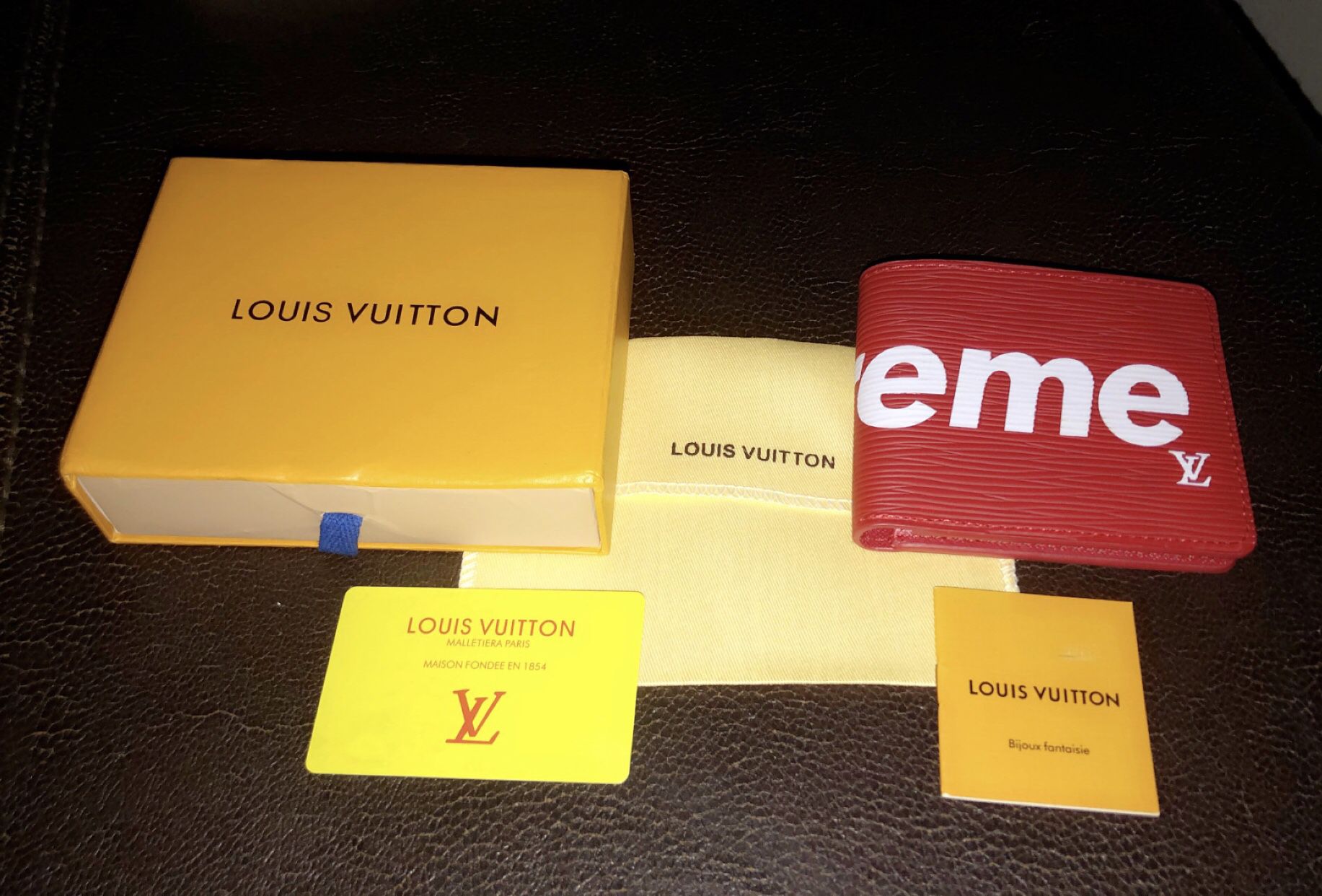 Louis Vuitton x Supreme Slender Wallet (Epi Red)