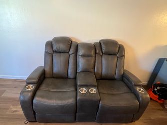 Electric leather recliner couch